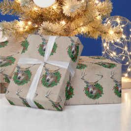 Papel De Presente Buck Deer Em Fúria De Natal