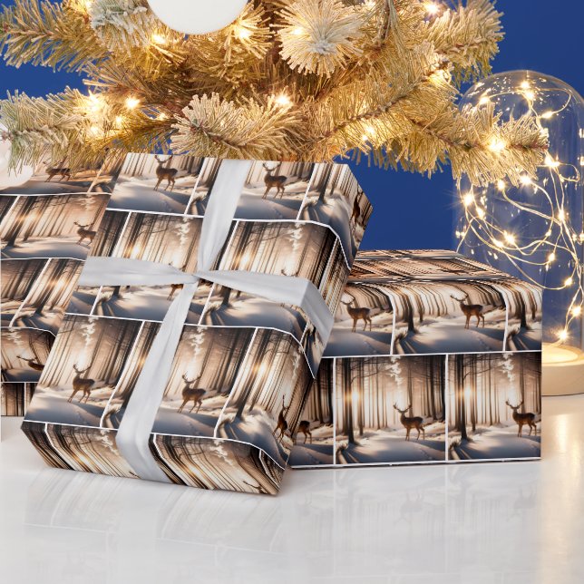 Papel De Presente Buck In Winter Woods (Feriados)