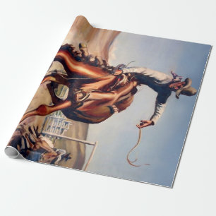 Papel De Presente “Bucking Bronco” Arte Ocidental por Will James