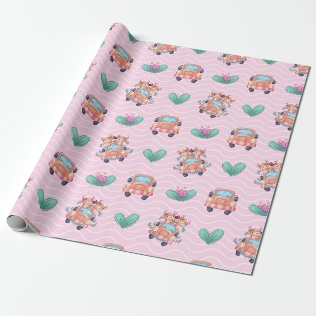 Papel De Presente Budies Love Truck Patterno (Desenrolado)