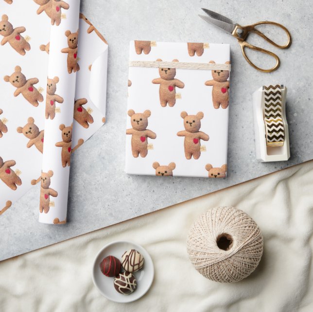 Papel De Presente Budy Brown Bear Animal Wraprap (Artesanato)