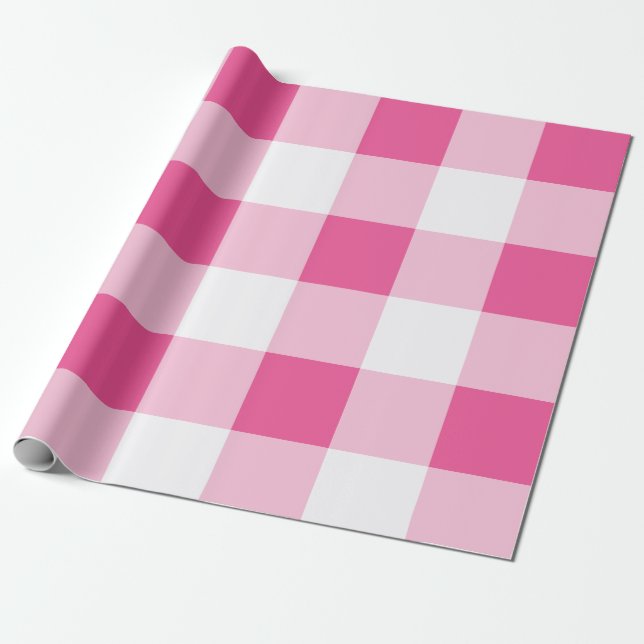 Papel De Presente Búfalo Branco Cor-de-Rosa Cheque Aniversário (Desenrolado)