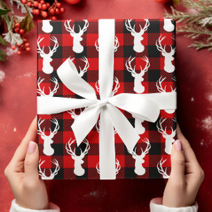 Papel De Presente Búfalo Xadrez Veado Rústico Campo Floresta