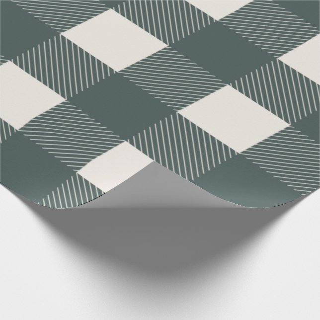 Papel De Presente Buffalo Check Hunter Green Simple Na moda Trendy (Ponta)