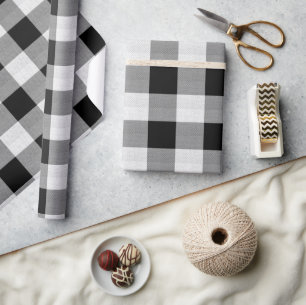 Papel De Presente Buffalo Xadrez preto e branco ID603