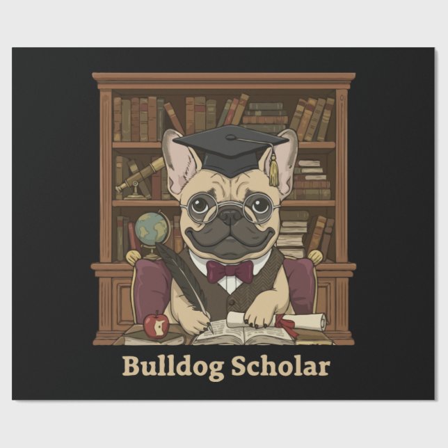 Papel De Presente Buldogue Erudito | Adorável Professor Bulldog Fran (Aberto)