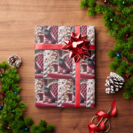 Papel De Presente Buldogue Francês De Natal Na Cadeira Vermelha