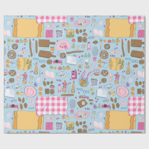 Papel De Presente bule de morango-picnic cottagecore