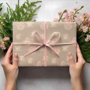 Papel De Presente  Bules de Louça Branca Chinoiserie Bules Xícaras P
