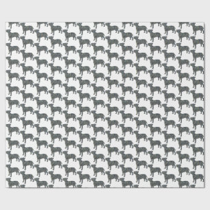 Papel De Presente Bull Terrier Dog Silhoule Y&B Grid White