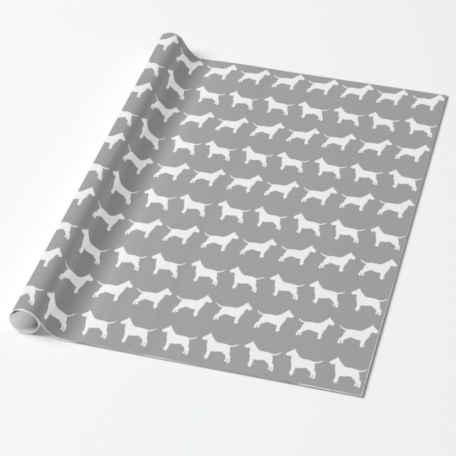Papel De Presente Bull Terrier Silhouettes Patterno (Desenrolado)