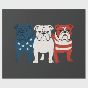 Papel De Presente Bulldog 4 de Julho Amante do Cão Homens mulheres B
