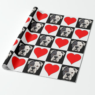 Papel De Presente Bulldog Americano e o Coração Padrões Cachorro Dão