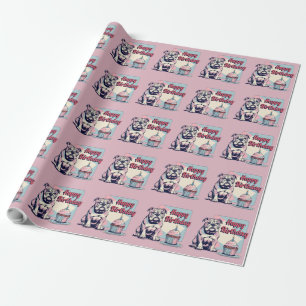 Papel De Presente Bulldog Colorful