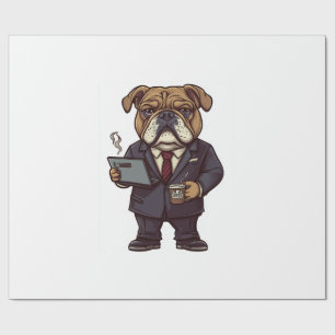 Papel De Presente Bulldog Empresarial � Cachorro Divertido no Escrit