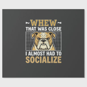 Papel De Presente Bulldog Engraçado Socializar Cachorro