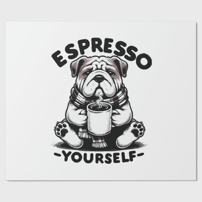 Papel De Presente Bulldog Espresso Quente (Aberto)