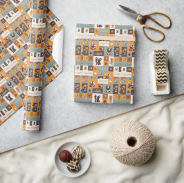 Papel De Presente Bulldog Fofo & Café vintage