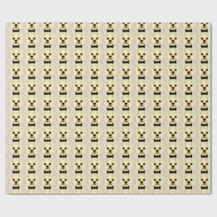 Papel De Presente Bulldog Francês com Bowtie, Herringbone Beige