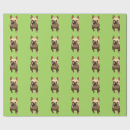 Papel De Presente Bulldog Francês, Verde Lima