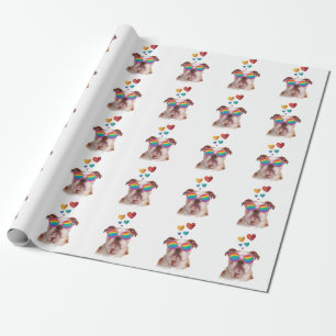 Papel De Presente Bulldog Inglês com Dia de os namorados de Corações