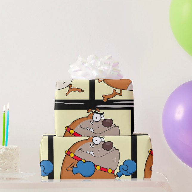 Papel De Presente Bulldogue Cartoonista Engraçado Boxer Cachorro (Criador carregado)