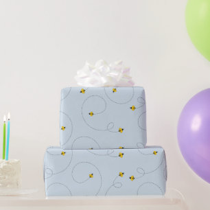 Papel De Presente Bumble Bees Chá de fraldas Azul Invisível