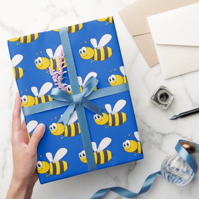 Papel De Presente Bumblebee em azul (Presentear)