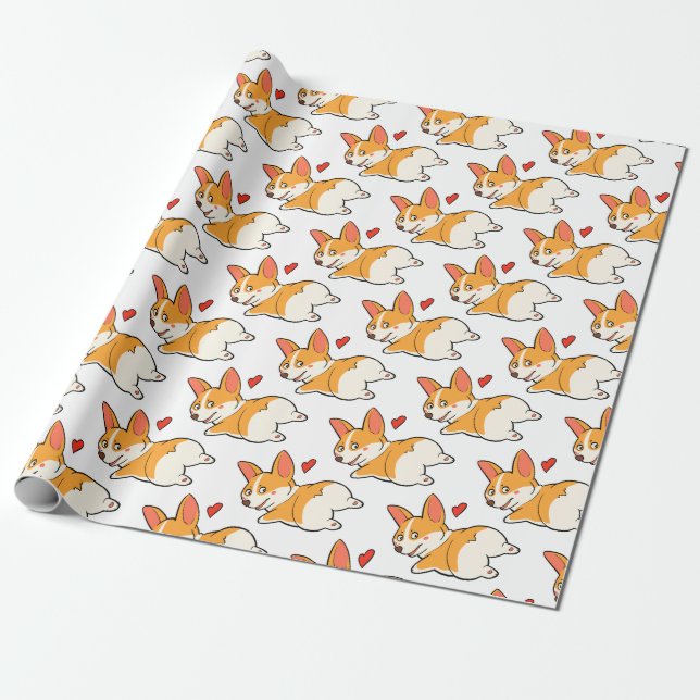 Papel De Presente Bumbuns do Corgi (Desenrolado)