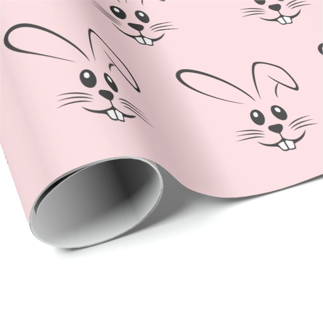 Papel De Presente Bunnies A Rosa (Ponta do rolo)