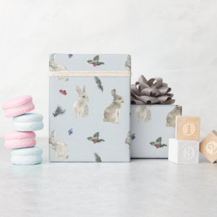Papel De Presente Bunnies, Holly e Berries Blue