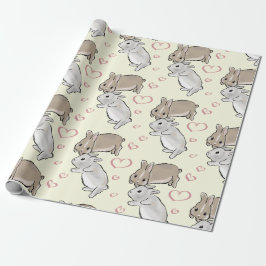 Papel De Presente Bunnies with hearts yellow