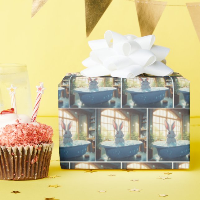 Papel De Presente Bunny In Bubble Bath (Festa de aniversário)