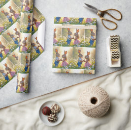 Papel De Presente Bunny Romance em um Campo de Margarida