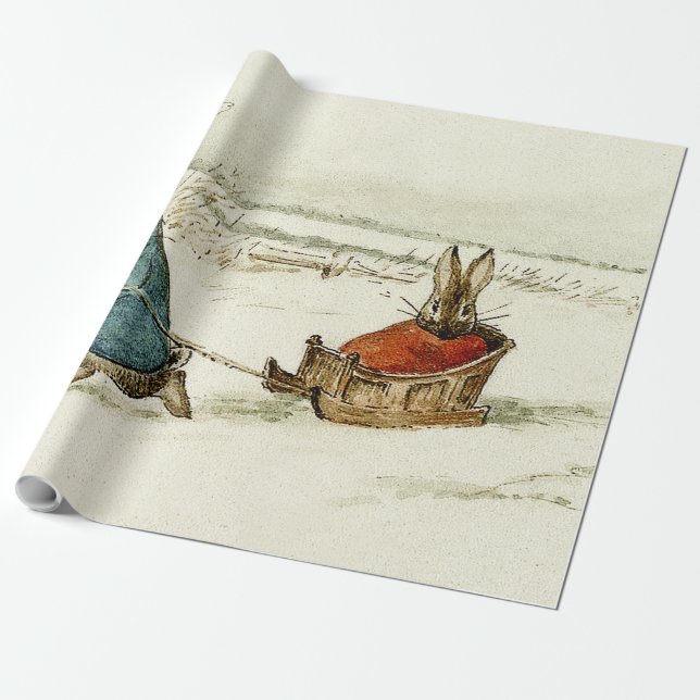 Papel De Presente “Bunny Sleigh Ride” by Beatrix Potter (Desenrolado)