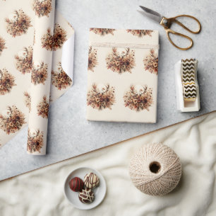 Papel De Presente Buquê Autumn Deer Antler