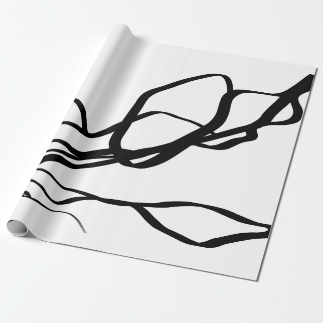 Papel De Presente Buquê Blanc: Abstrato branco e preto (Desenrolado)