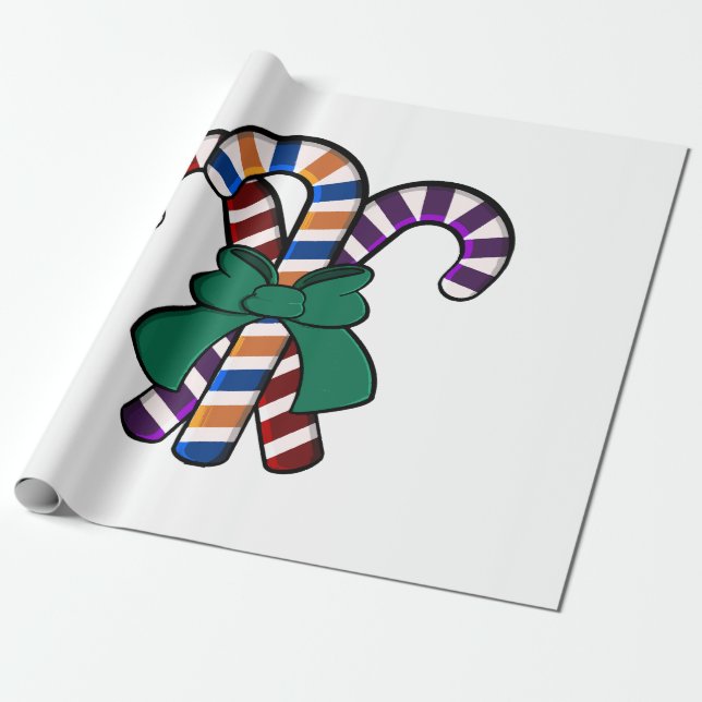 Papel De Presente Buquê Candy Canes - faixa verde (Desenrolado)