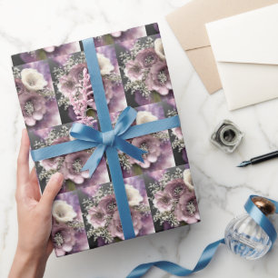 Papel De Presente Buquê da Flor Mauve com Respiração do Bebê