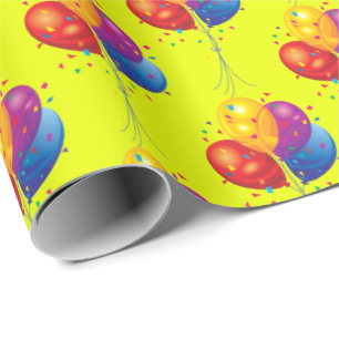 Papel De Presente buquê de balões de aniversário em amarelo