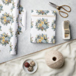 Papel De Presente Buquê de Casamento de Rosas Azuis e Amarelas<br><div class="desc">Buquê de casamento azul e amarelo num fundo branco. Este invólucro está disponível em todos os tamanhos de rolos. Você pode embrulhar presentes pequenos ou grandes dependendo do tamanho que você escolher.</div>