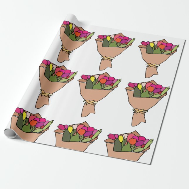 Papel De Presente Buquê De Flores (Desenrolado)