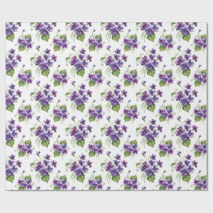 Papel De Presente Buquê de Flores Violeta Aquarela