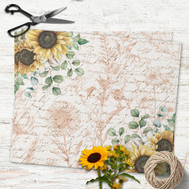 Papel De Presente Buquê de Girassóis Rústicos Decoupage de Carta Vin