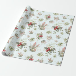 Papel De Presente Buquê de Natal com amora