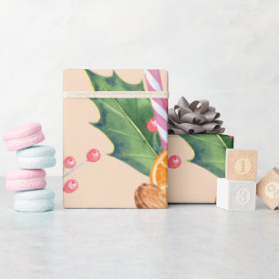 Papel De Presente Buquê de Natal Laranja Queimada Candy Barry