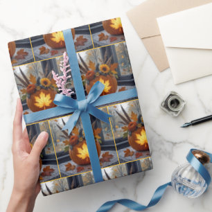 Papel De Presente Buquê de outono em abóbora laranja