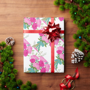 Papel De Presente Buquê de Rosas Rosa
