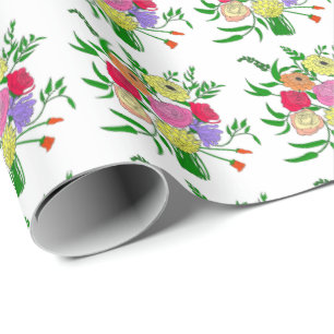 Papel De Presente Buquê de Verão