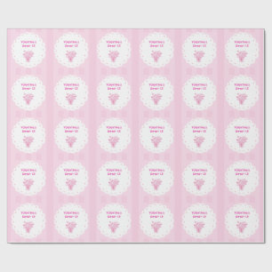 Papel De Presente Buquê Floral de Quince Anos   Rosa e Branco Elegan